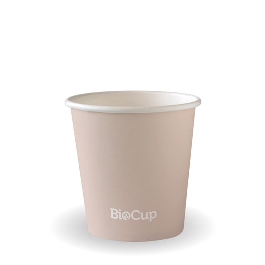 4oz Stone Color Aqueous Paper Cup |4oz Beige Water Based Paper Cup Line Drawing|stone aqueous cup with lid in three different sizes from small to large
