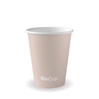 |280ml 8oz Beige Paper Cup |handl holding a stone aqueous cup with lid