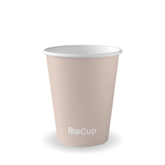 |280ml 8oz Beige Paper Cup |handl holding a stone aqueous cup with lid