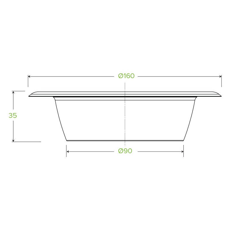 12oz White BioCane Sugarcane Bowl|12oz White BioCane Sugarcane Bowl Line Drawing