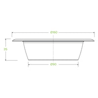 12oz White BioCane Sugarcane Bowl|12oz White BioCane Sugarcane Bowl Line Drawing