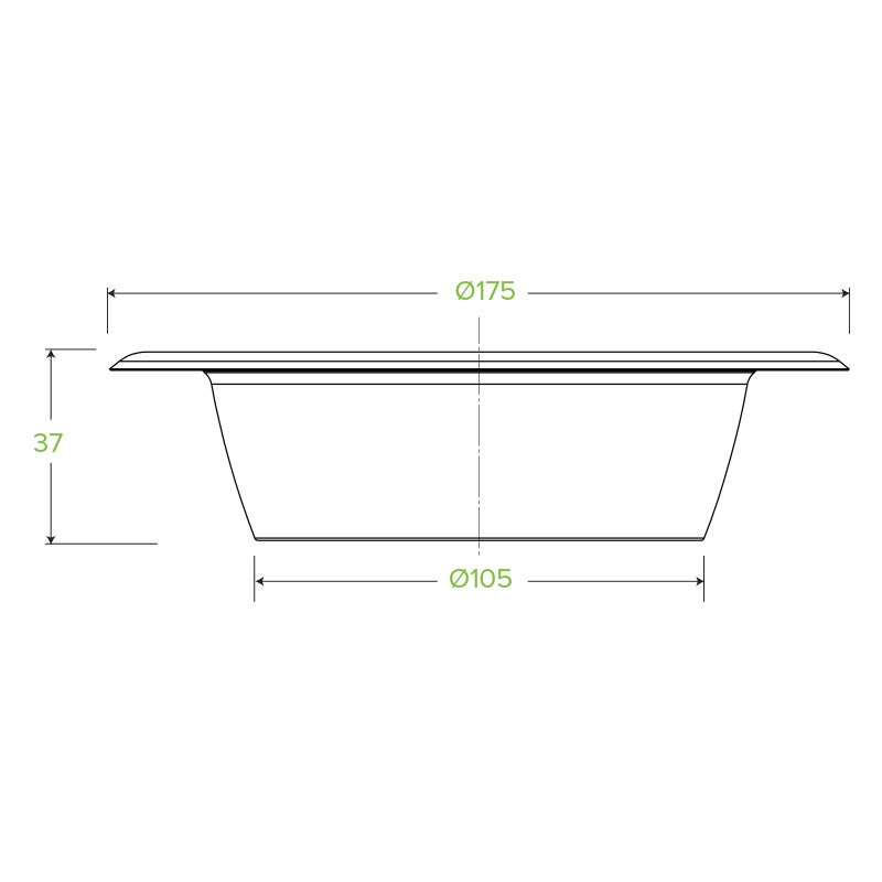 16oz White BioCane Sugarcane Bowl|16oz White BioCane Suagrcane Bowl Line Drawing