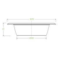 16oz White BioCane Sugarcane Bowl|16oz White BioCane Suagrcane Bowl Line Drawing