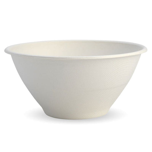 1,420ml / 48oz White BioCane Bowl|sugarcane bowl line drawing|sugarcane bowl with lid filled with laksa|sugarcane bowl with sumptous asian tofu and noodles