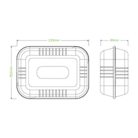 23x15x8cm / 9x6x3" Natural Plant Fibre Clamshell|23x15x8cm / 9x6x3" Natural Plant Fibre Clamshell Line Drawing
