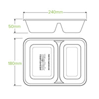 2-Compartment White Plant Fibre Takeaway Base|2-Compartment White Plant Fibre Takeaway Base Line Drawing