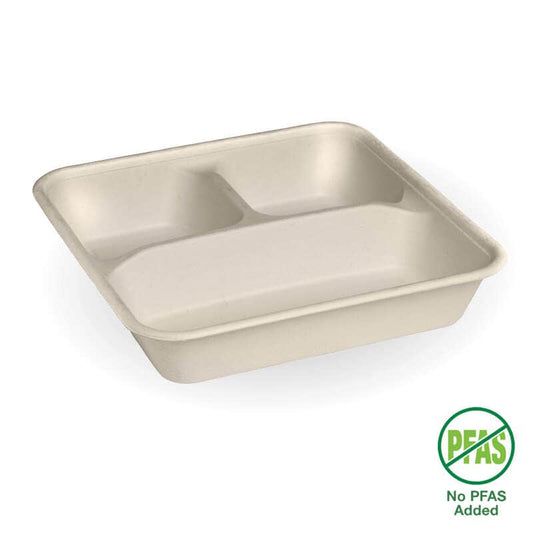 3-Compartment Natural Plant Fibre Takeaway Base|3-Compartment Natural Plant Fibre Takeaway Base
