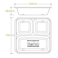 3-Compartment Large Natural Plant Fibre Takeaway Base|3-Compartment Large Natural Plant Fibre Takeaway Base Line Drawing