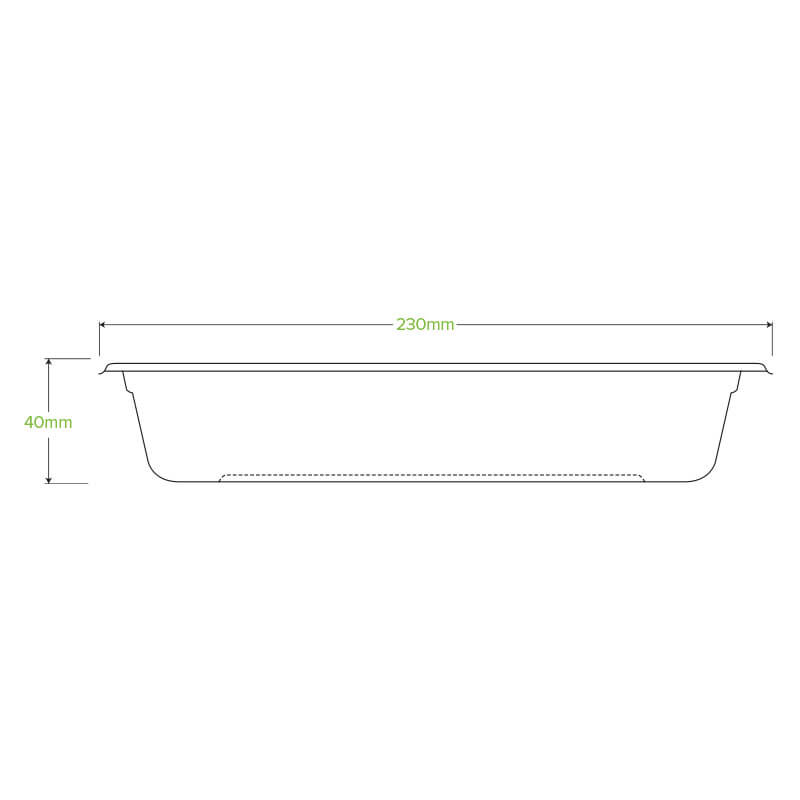 750ml Plant Fibre Tray|750ml Plant Fibre Tray Line Drawing