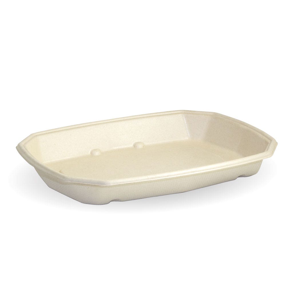 600ml natural biocane octa base|600ml natural biocane takeaway base|sugarcane octagonal tray with grilled fish and purple slaw|sugarcane octagonal tray and clear lid