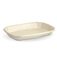 600ml natural biocane octa base|600ml natural biocane takeaway base|sugarcane octagonal tray with grilled fish and purple slaw|sugarcane octagonal tray and clear lid