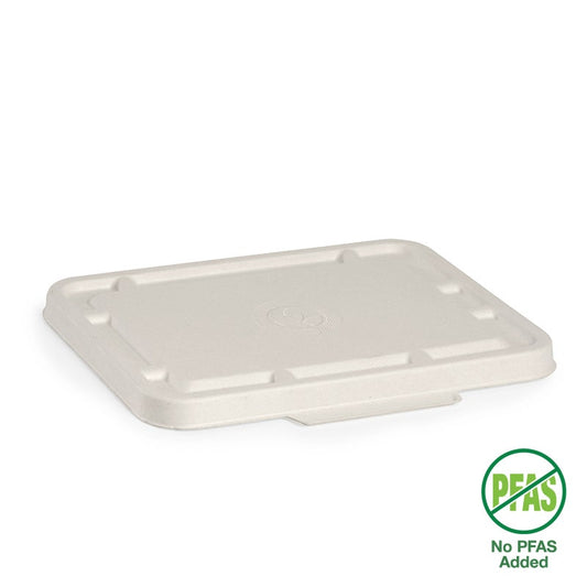 2 & 3-Compartment White Plant Fibre Takeaway Lid|2 & 3 Compartment White Takeaway Base Lid Line Drawing