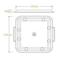 3-Compartment Large Natural Plant Fibre Takeaway Lid|3-Compartment Large Natural BioCane Takeaway Lid Line Drawing
