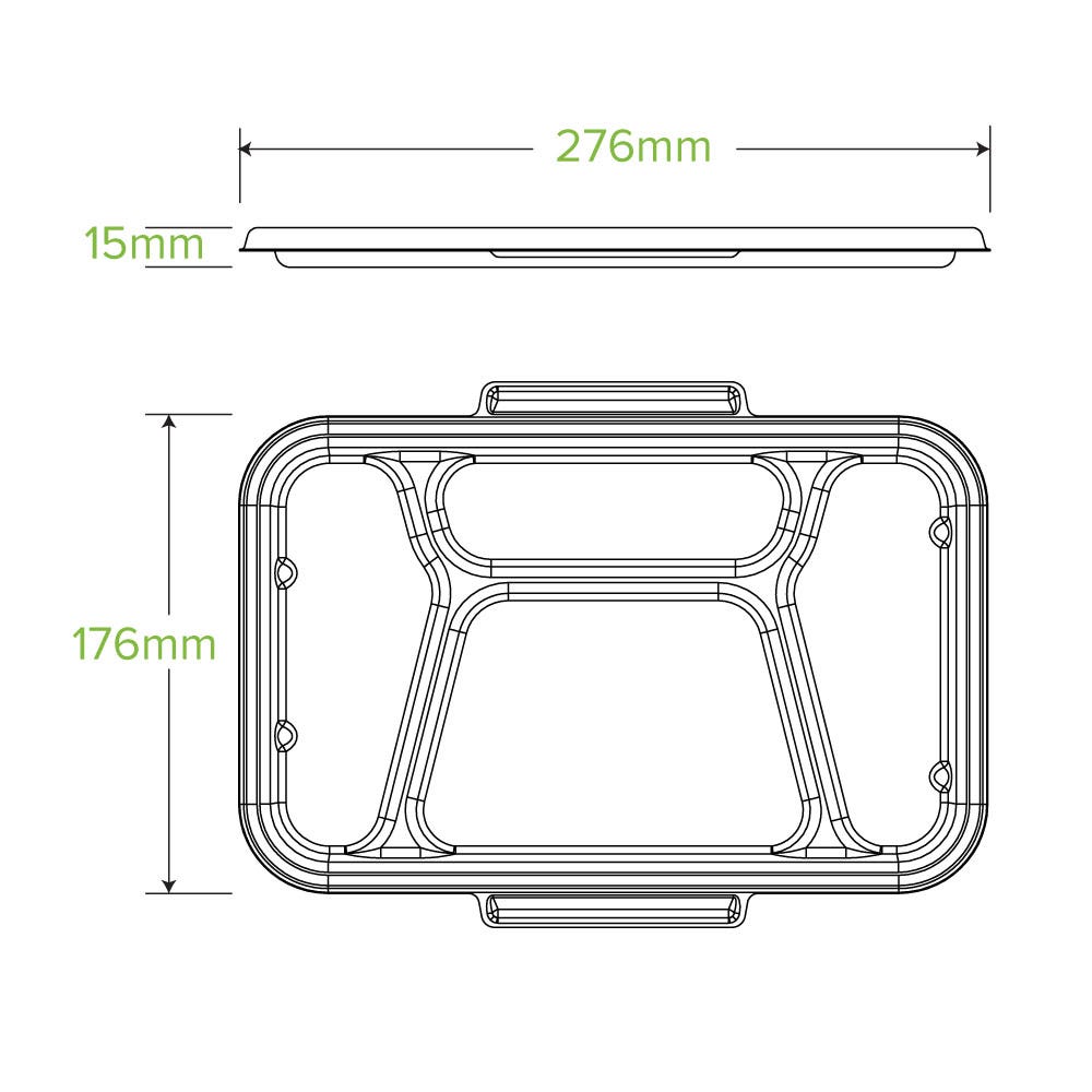 4-Compartment Natural Plant Fibre Takeaway Lid