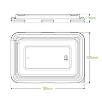 500ml & 600ml Clear RPET Takeaway Lid|500ml & 600ml Clear RPET Takeaway Lid Top View|500ml & 600ml Clear RPET Takeaway Lid Line Drawing