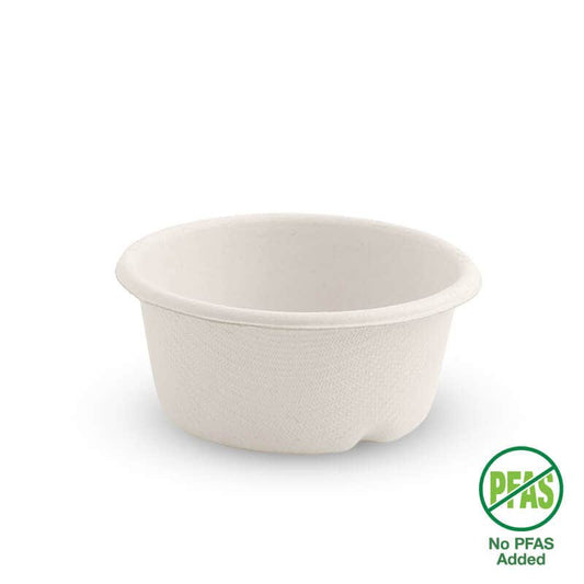 60ml White Plant Fibre Sauce BioCup No PFAS Added|60ml White Plant Fibre Sauce BioCup Line Drawing