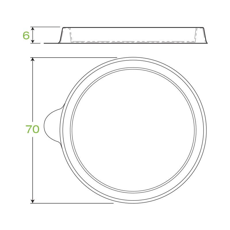 60ml PET Sugarcane Biocup Sauce Lid|60ml PET Sugarcane BioCup Line Drawing Sauce Lid Line Drawing