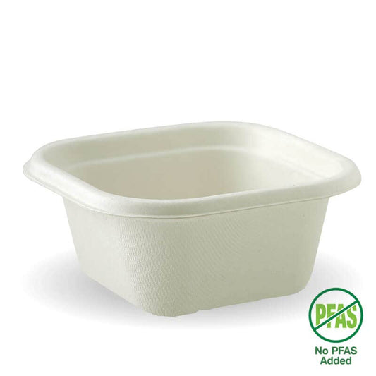 480ml White Plant Fibre Takeaway Base No PFAS Added|480ml White Plant Fibre Takeaway Base Line Drawing