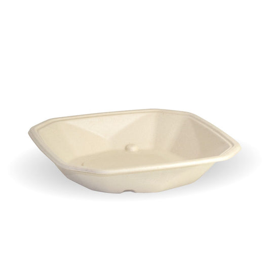 500ml octa natural biocane takeaway container|sugarcane octagonal container with rice, egg and chicken satay|500ml octa natural biocane takeaway container line drawing