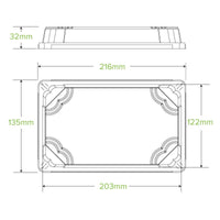 Large Plant Fibre Sushi Tray PET Lid|Large Plant Fibre Sushi Tray PET Lid Line Drawing