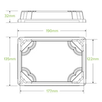 Long BioCane Sushi Tray PLA Lid|sugarcane sushi tray and clear lid|Medium Bioplastic Sushi Tray Line Drawing Lid Line Drawing|sugarcane sushi tray with clear lid filled with assorted sushi
