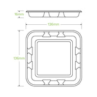 14x14x2cm / 5x5" Plant Fibre Produce Tray|14x14x2cm / 5x5" Plant Fibre Produce Tray Line Drawing