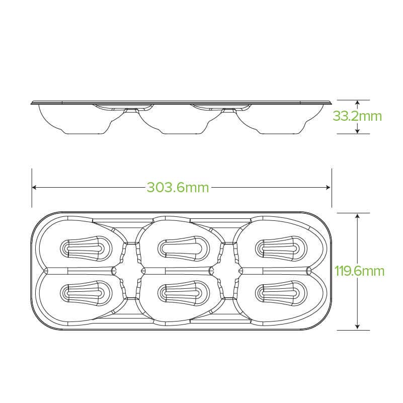 Plant Fibre Oyster Tray Base No PFAs Added|Plant Fibre Oyster Tray Base Line Drawing