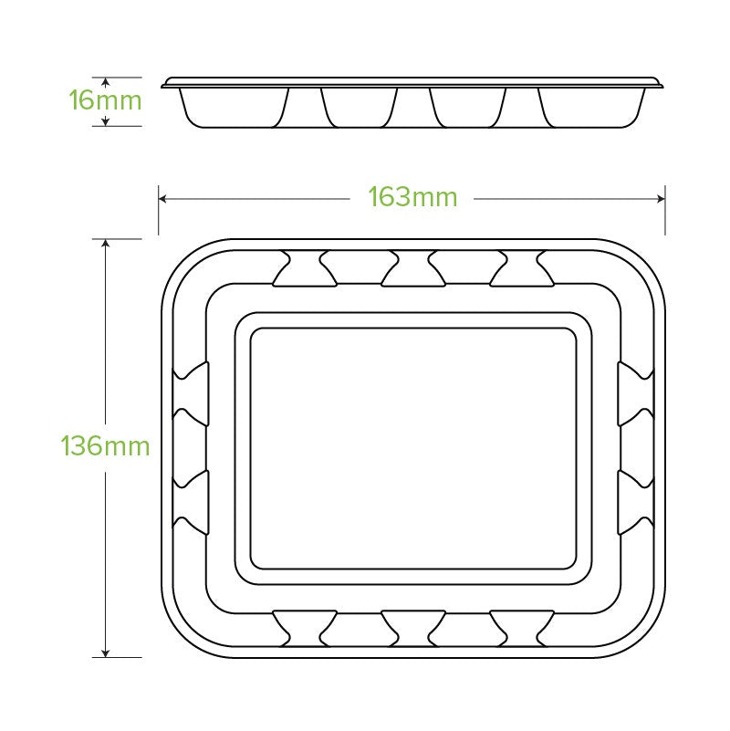 16x14x2cm / 6x5" Plant Fibre Produce Tray|16x14x2cm / 6x5" Plant Fibre Produce Tray Line Drawing