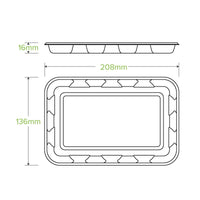 21x14x2cm / 8x5" Plant Fibre Produce Tray|21x14x2cm / 8x5" Plant Fibre Produce Tray Line Drawing