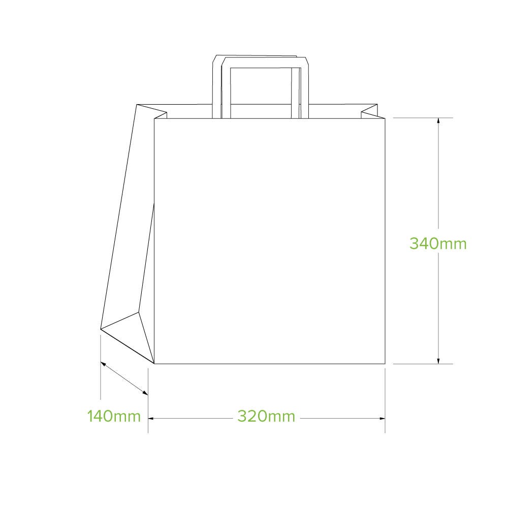 Eco-friendly takeaway paper bag with flat handle medium size|Eco-friendly takeaway paper bag with flat handle medium size line drawing