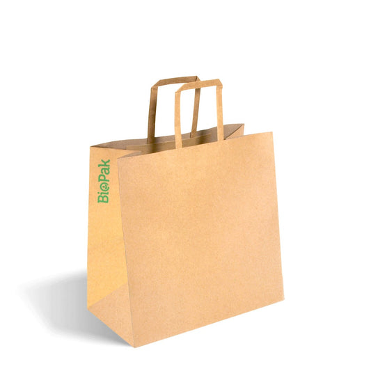 Eco-friendly takeaway paper bag with flat handle small size|Eco-friendly takeaway paper bag with flat handle small size line drawing