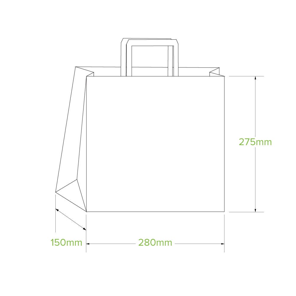 Eco-friendly takeaway paper bag with flat handle small size|Eco-friendly takeaway paper bag with flat handle small size line drawing