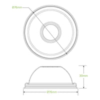 90ml / 3oz Plant Fibre Dome Ice Cream BioCup Lid|90ml / 3oz Plant Fibre Dome Ice Cream BioCup Lid Line Drawing