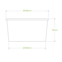 1,000ml Large White BioBowls|1,000ml Large White BioBowls Line Drawing
