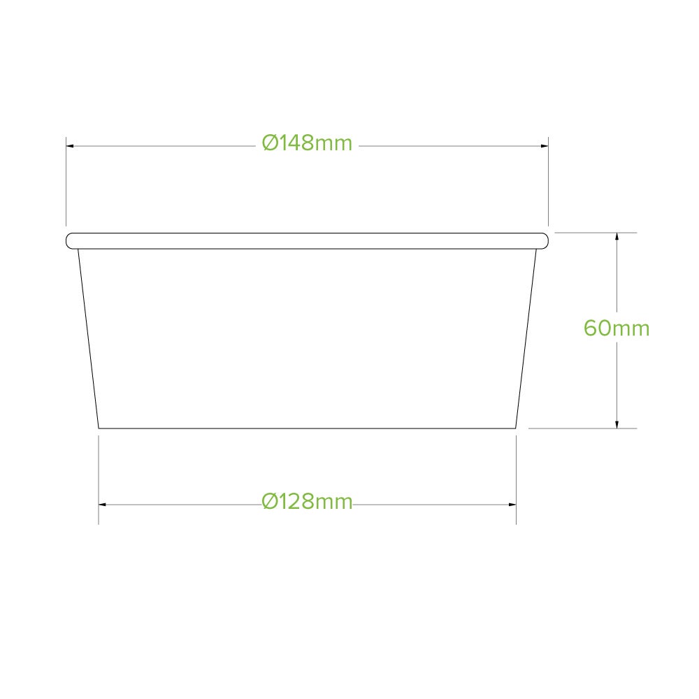 750ml White Paper Bowls - Compostable Paper Bowl|750ml White Paper Bowls - Compostable Paper Bowl Line Drawing