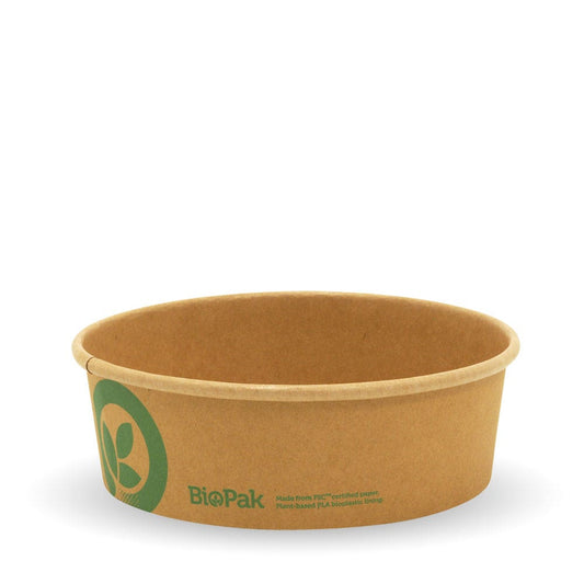 500ml Small Kraft BioBowl with print|500ml Small Kraft BioBowl Line Drawing|kraft paper bowls filled with hot rice meals