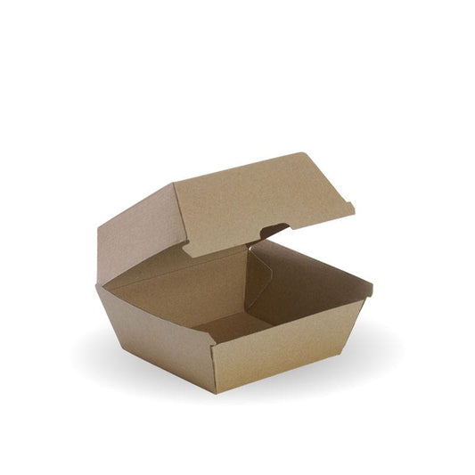 Compostable Burger BioBoard Box|Compostable Burger BioBoard Box Line Drawing|Burger in Burger Box Packaging