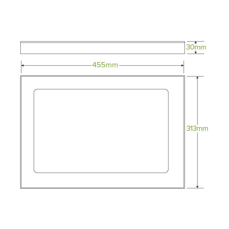 Extra Large BioBoard Catering Tray PLA Window Lid|Extra Large BioBoard Catering Tray PLA Window Lid Line Drawing