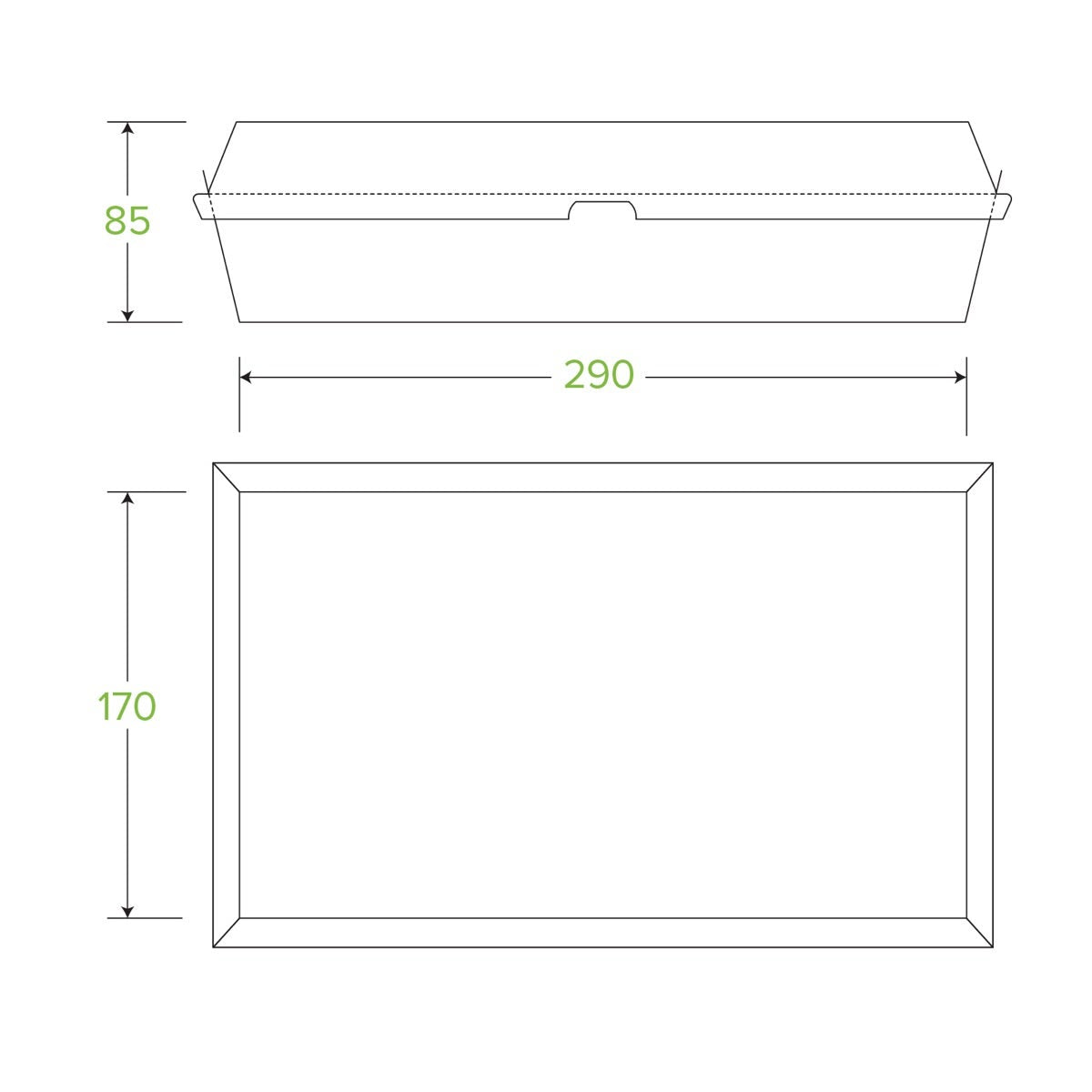Family BioBoard White Clamshell Box|Family BioBoard White Clamshell Box Line Drawing