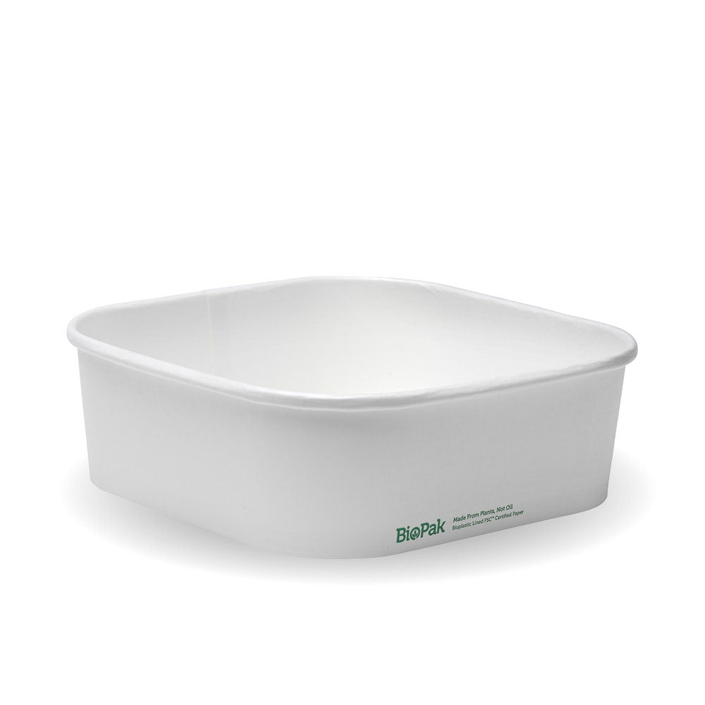 1,000ml White BioBoard Square Takeaway Base|1,000ml White BioBoard Square Takeaway Base Line Drawing