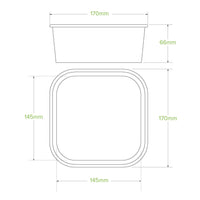 1,200ml Kraft BioBoard Square Takeaway Base|1,200ml Kraft BioBoard Square Takeaway Base Line Drawing