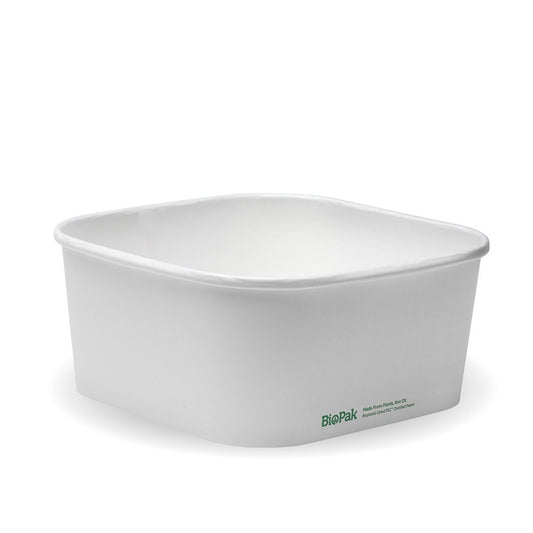 1,400ml White BioBoard Square Takeaway Base|1,400ml White BioBoard Square Takeaway Base