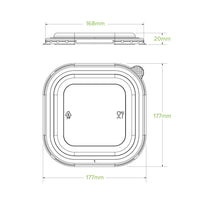750ml-1,400ml Clear PP Square Takeaway Lid|750ml-1,400ml Clear PP Square Takeaway Lid Line Drawing