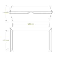 Large Snack BioBoard White Clamshell Box|Large Snack BioBoard White Clamshell Box Line Drawing