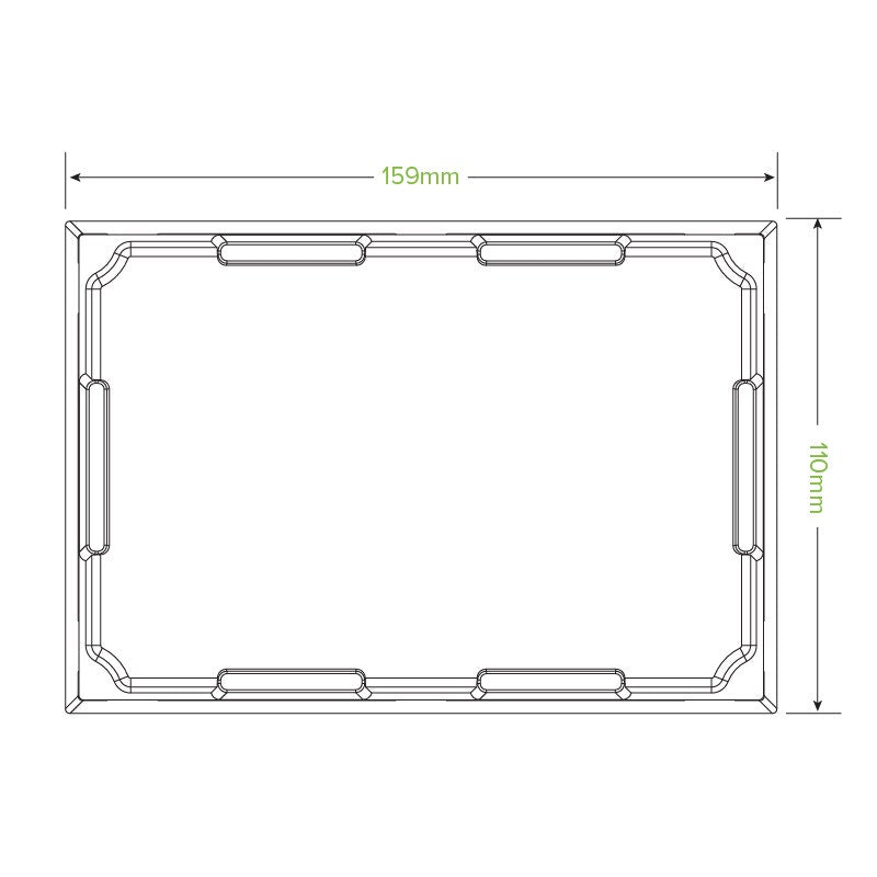 Small Paper Sushi Tray Clear PLA Lid|Small Paper Sushi Tray Clear PLA Lid Line Drawing|Small Paper Sushi Tray with Clear PLA Lid