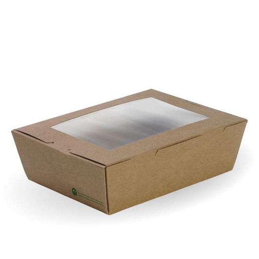 Large BioBoard Lunch Box With Window|Compostable Large BioBoard Lunch Box With Window Line Drawing