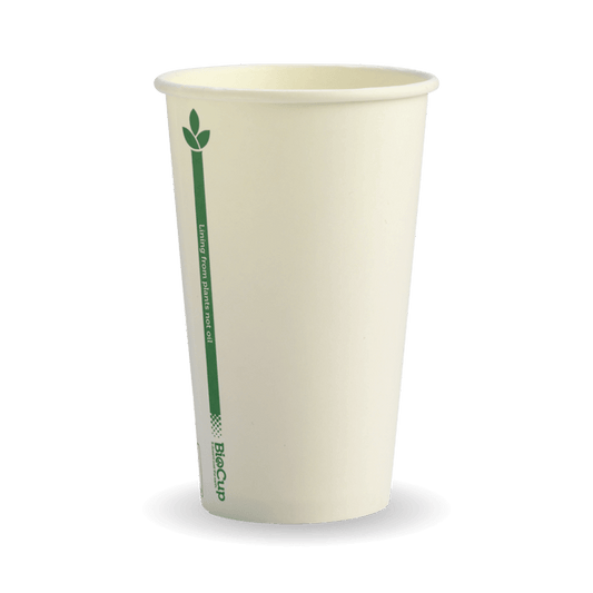 350ml / 12oz (80mm) White Green Line Single Wall BioCup