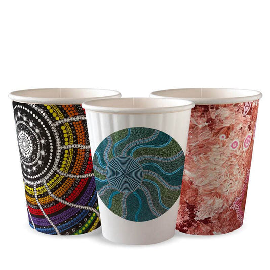 Three assorted design Indigenous Cups Double Wall V2|Indigenous Cups Double Wall V2 Design Line Drawing