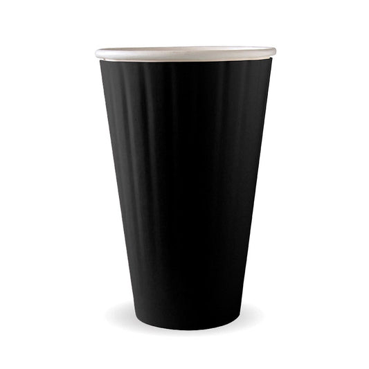 460ml / 16oz (90mm) Black Aqueous Double Wall BioCup|390ml / 12oz (90mm) Black Aqueous Single Wall BioCup Line Drawing