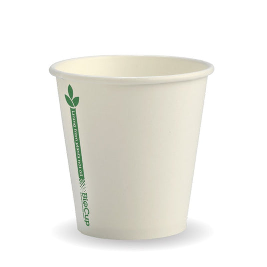 6oz White Green Line BioCup|6oz White Green Line BioCup Line Drawing